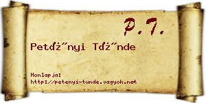 Petényi Tünde névjegykártya